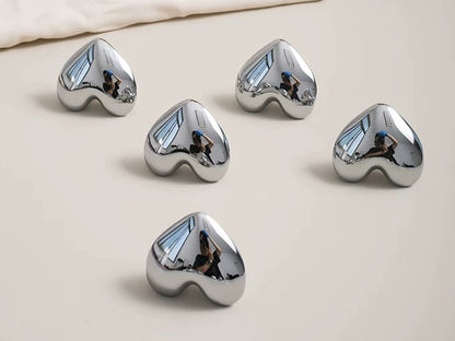 Heart Cabinet Knob, Baby Girls Dresser Drawer Pull, Polished Gold Chrome