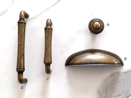 Antique Bronze Cup Drawer Pull, Cabinet Handle & Round Knob