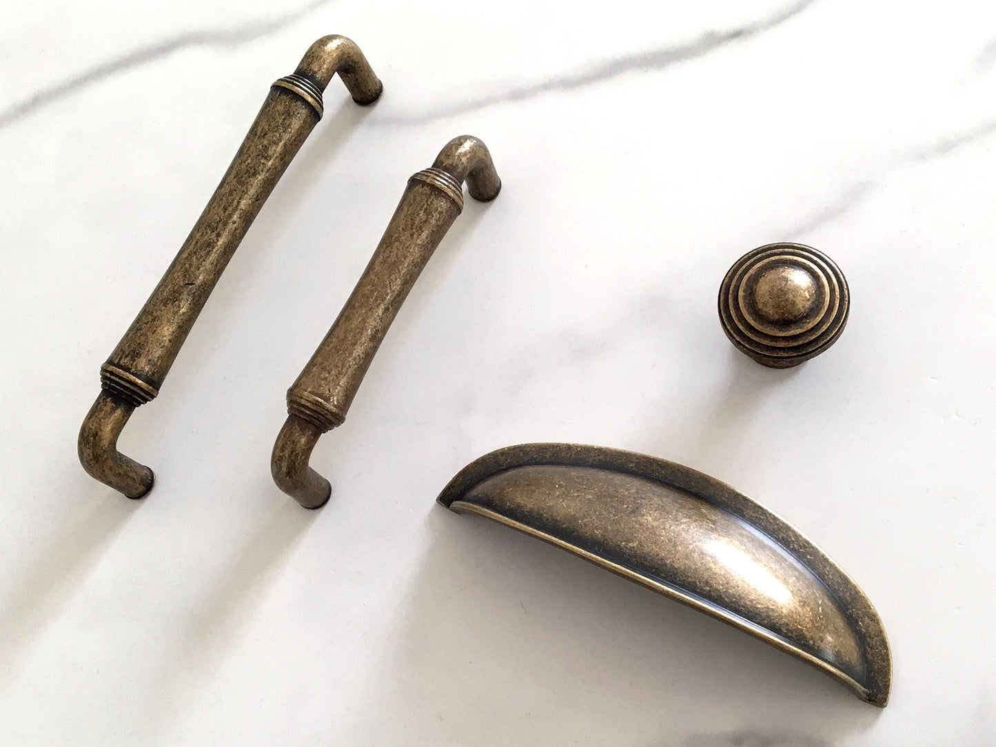 Antique Bronze Cup Drawer Pull, Cabinet Handle & Round Knob