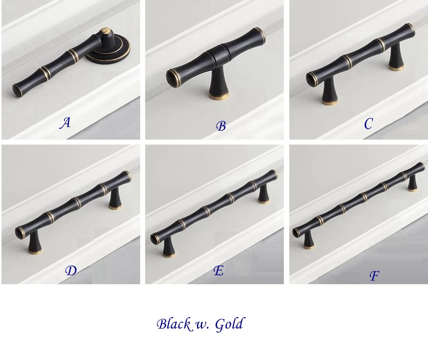 Brass Bamboo Cabinet Handle & Pendant pull - 2.5" to 6.25" - LynnsHardware