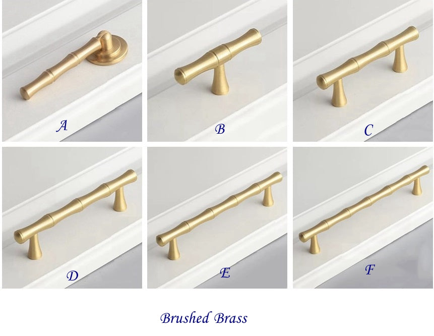 Brass Bamboo Cabinet Handle & Pendant pull - 2.5" to 6.25" - LynnsHardware