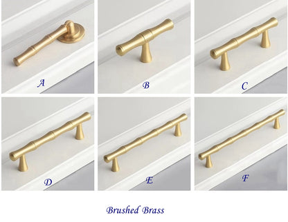 Brass Bamboo Cabinet Handle & Pendant pull - 2.5" to 6.25" - LynnsHardware