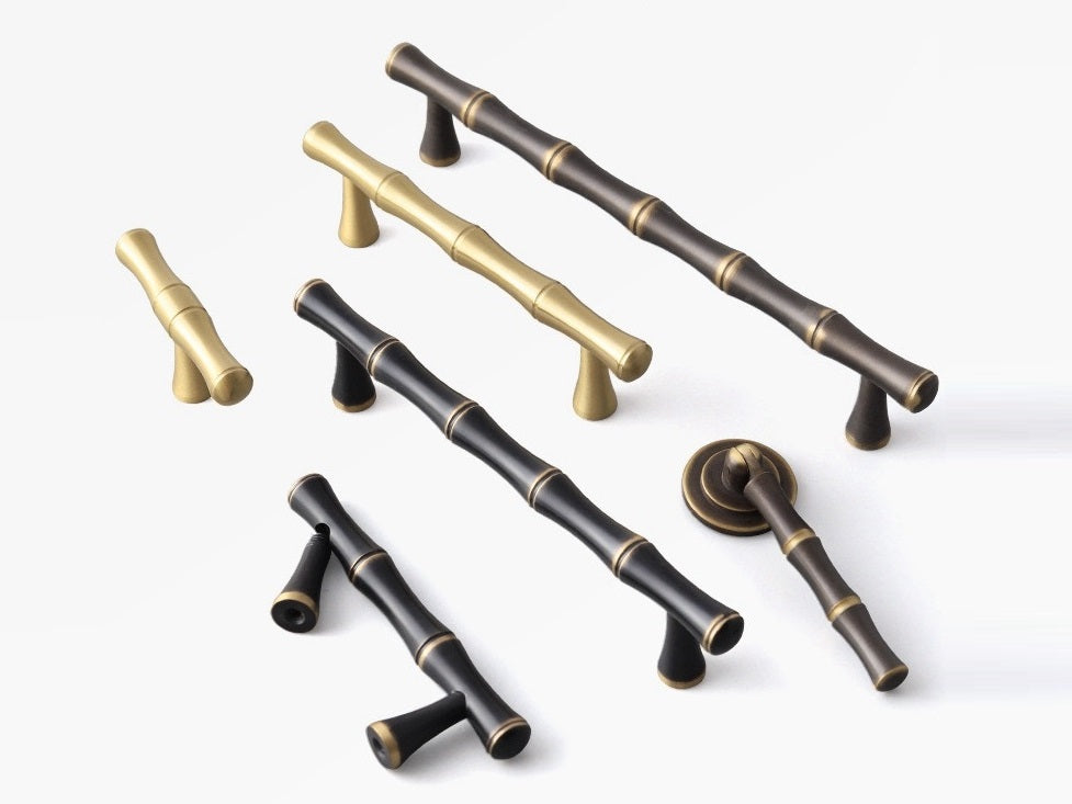 Brass Bamboo Cabinet Handle & Pendant pull - 2.5" to 6.25" - LynnsHardware