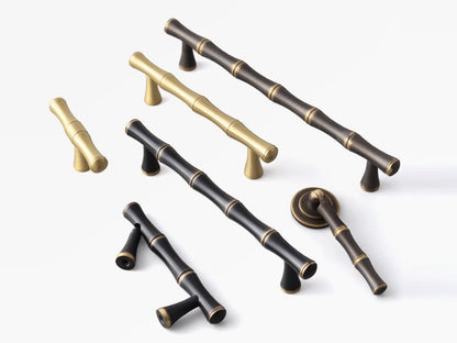 Brass Bamboo Cabinet Handle & Pendant pull - 2.5" to 6.25" - LynnsHardware