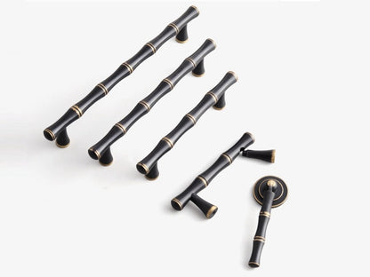 Brass Bamboo Cabinet Handle & Pendant pull - 2.5" to 6.25" - LynnsHardware