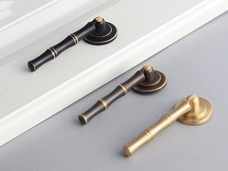 Brass Bamboo Cabinet Handle & Pendant pull - 2.5" to 6.25" - LynnsHardware