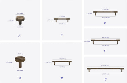 Knurled Brass Cabinet Bar Pulls in Matte Black, Antique Bronze & Brushed Gold