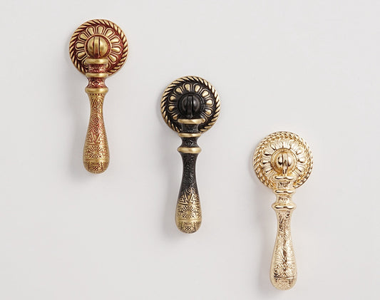 Pendant Drop Drawer Pulls, Solid Brass, Teardrop Cabinet Knobs, Dresser Hardware
