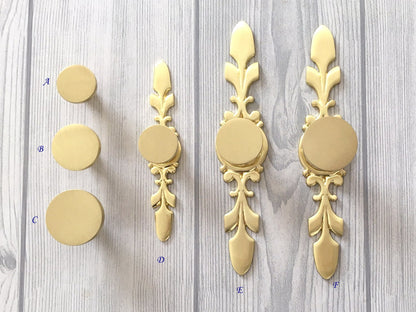 Cabinet Disc Knob with Backplate - Brushed Gold