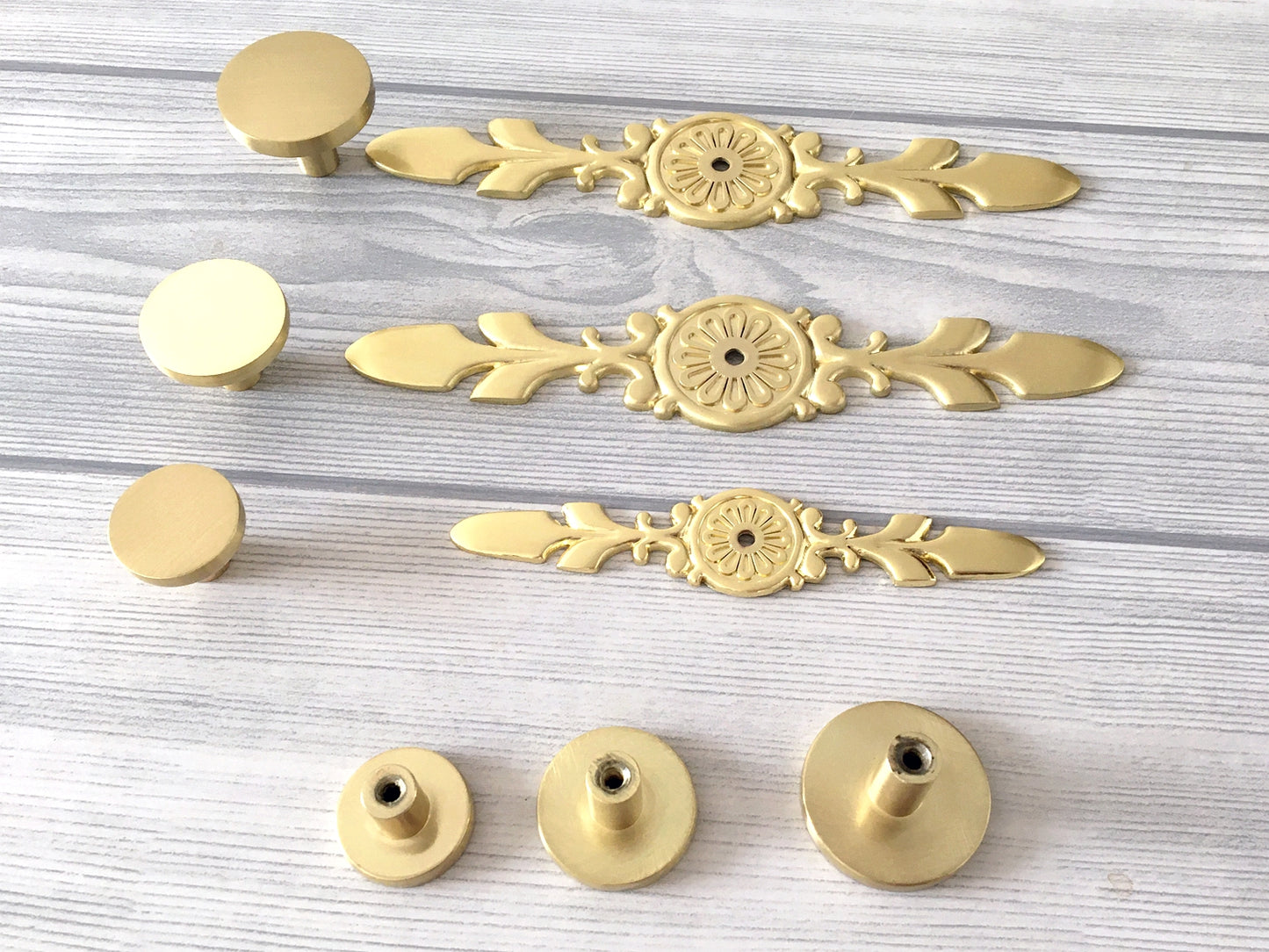 Cabinet Disc Knob with Backplate - Brushed Gold