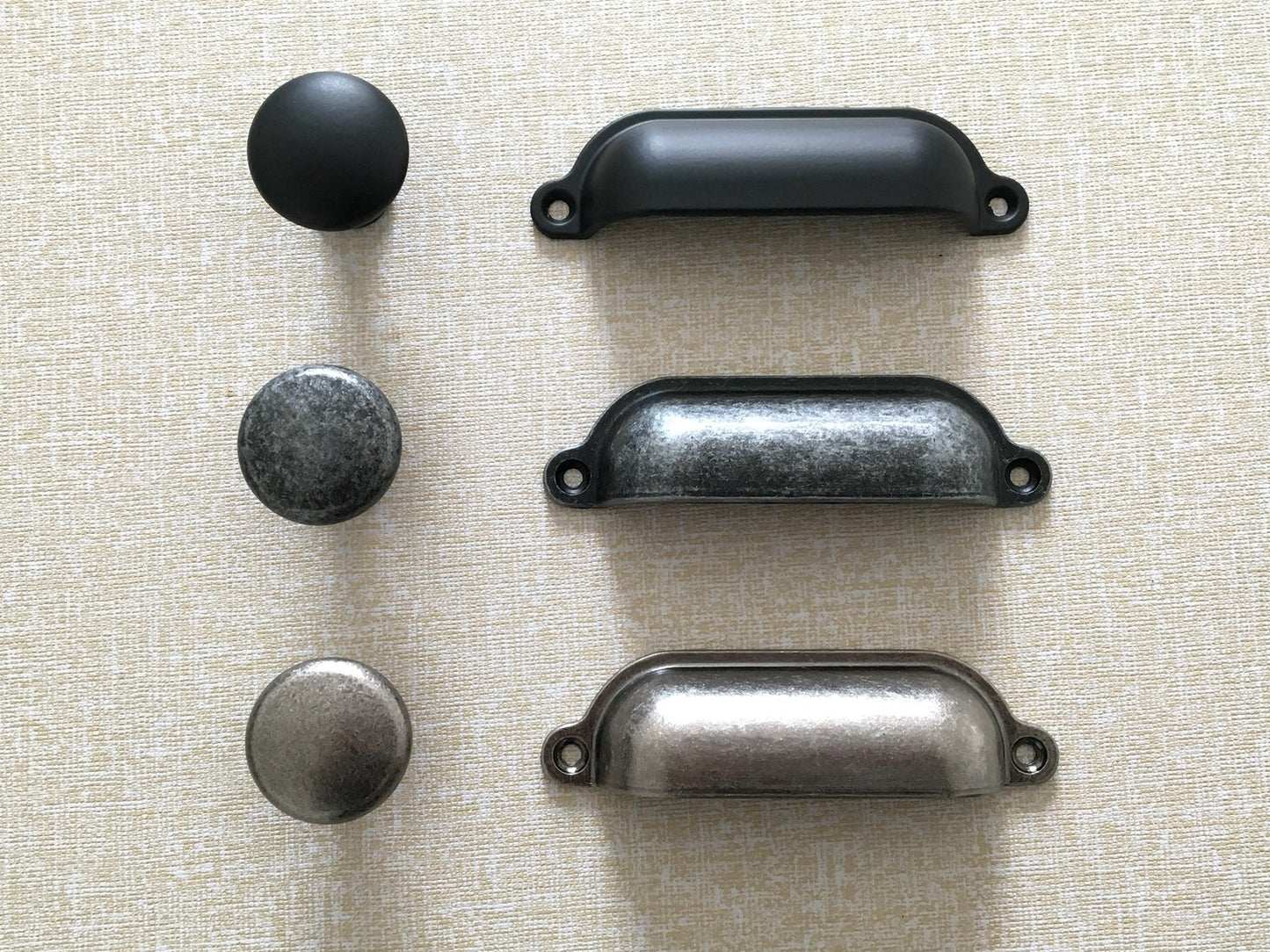 3.5" Cup Drawer Pull & Knob - Antique Pewter/Black