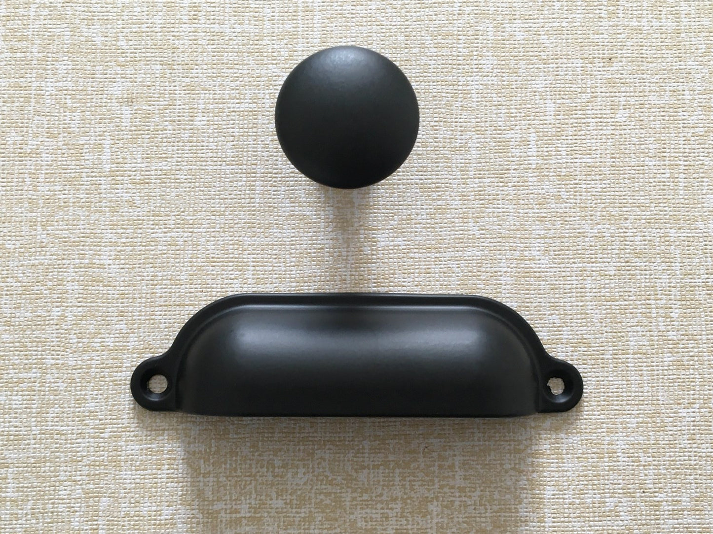 3.5" Cup Drawer Pull & Knob - Antique Pewter/Black