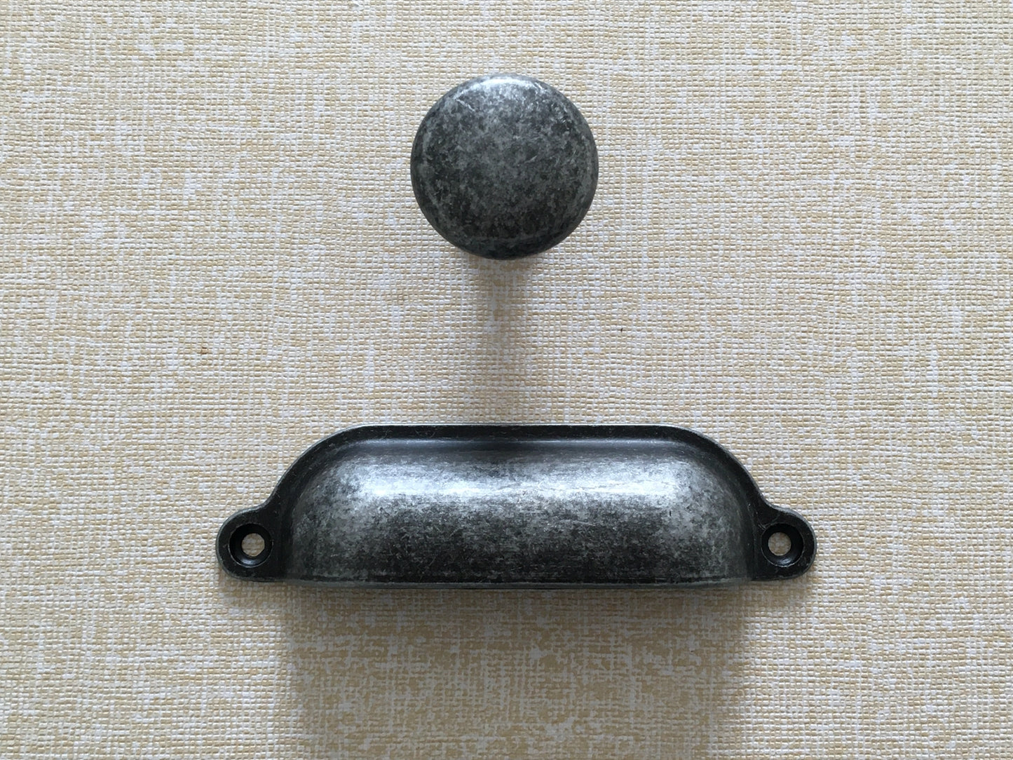3.5" Cup Drawer Pull & Knob - Antique Pewter/Black