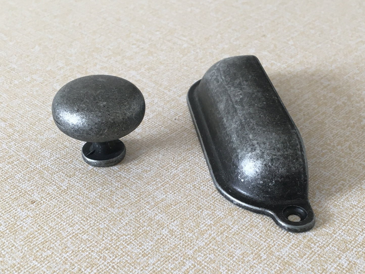 3.5" Cup Drawer Pull & Knob - Antique Pewter/Black