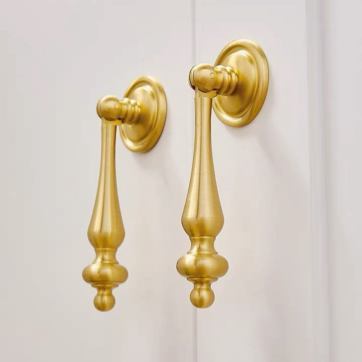 Brass Pendant Teardrop Drawer Pull - Brushed Gold/Polished Chrome