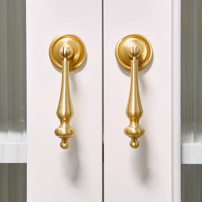 Brass Pendant Teardrop Drawer Pull - Brushed Gold/Polished Chrome