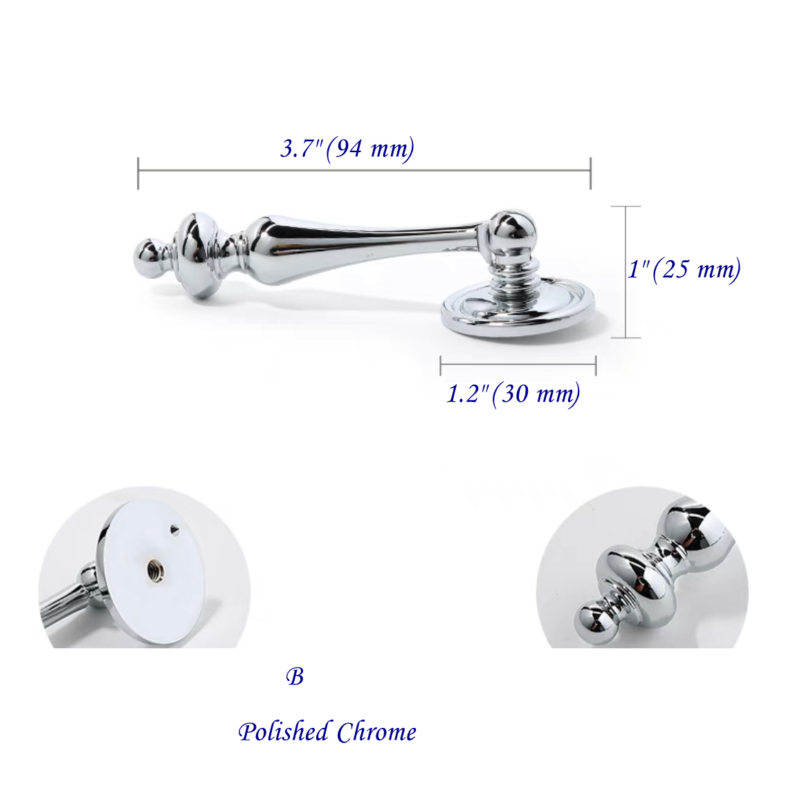 Brass Pendant Teardrop Drawer Pull - Brushed Gold/Polished Chrome