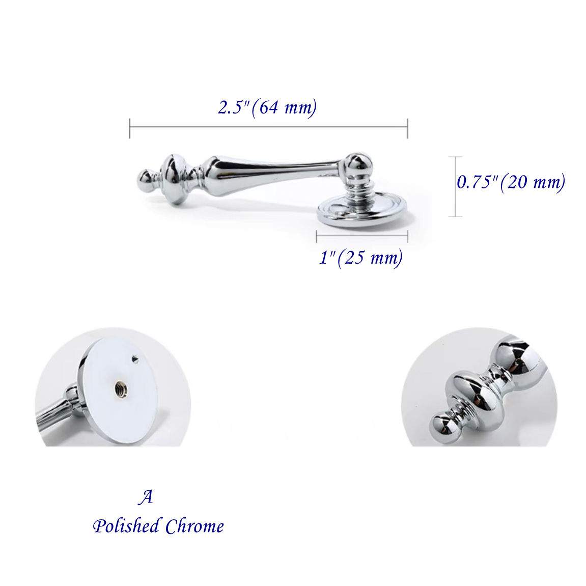 Brass Pendant Teardrop Drawer Pull - Brushed Gold/Polished Chrome