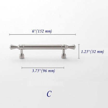 Solid Brass Euro Cabinet Bar Handle & T Knob - Brushed Nickel Steel