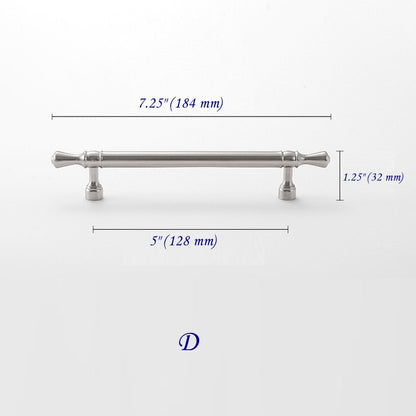 Solid Brass Euro Cabinet Bar Handle & T Knob - Brushed Nickel Steel