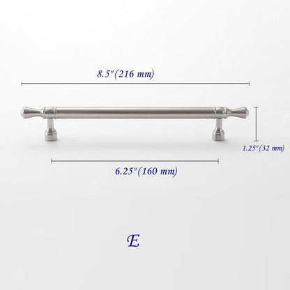 Solid Brass Euro Cabinet Bar Handle & T Knob - Brushed Nickel Steel