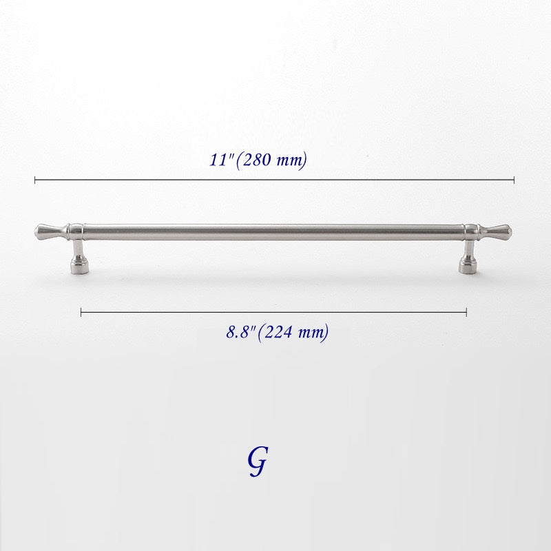 Solid Brass Euro Cabinet Bar Handle & T Knob - Brushed Nickel Steel