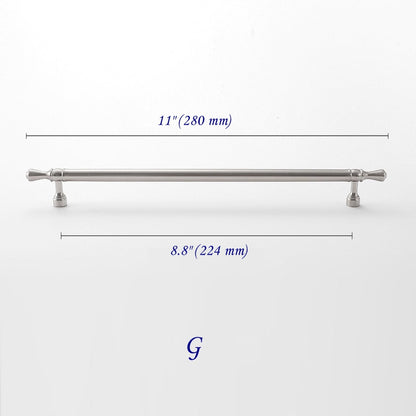 Solid Brass Euro Cabinet Bar Handle & T Knob - Brushed Nickel Steel