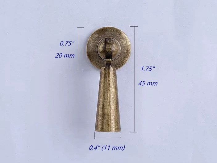 Tapered Pendant Cupboard Door Pull - Antique Bronze/Brass