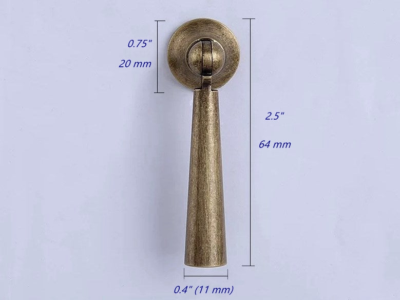 Tapered Pendant Cupboard Door Pull - Antique Bronze/Brass