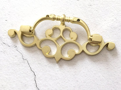 3.25" Drop Bail Drawer Pulls with Pierced Backplate, Gold, Black and Bronze