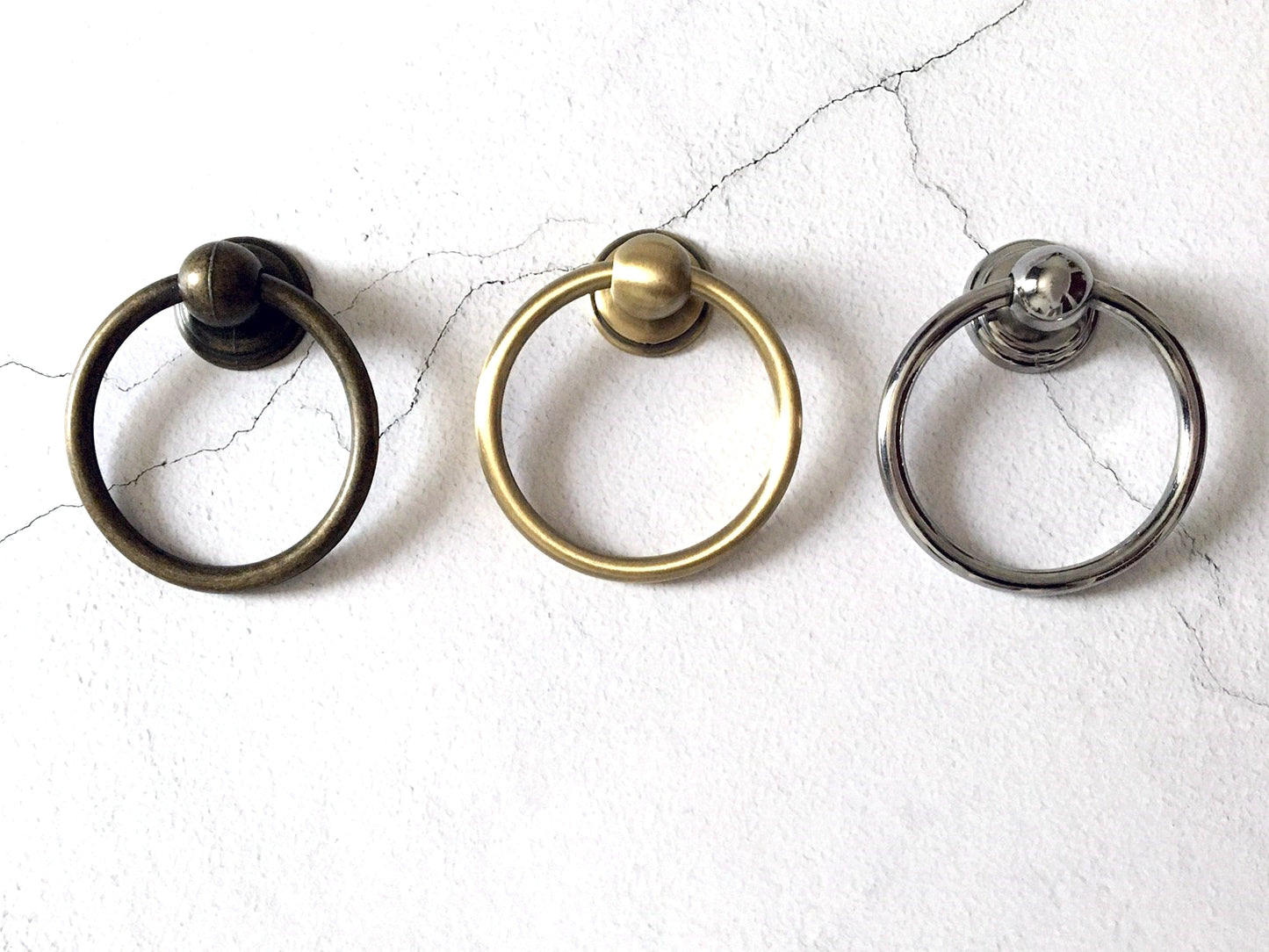 2.8" Dia Large Drop Ring Drawer Pull - Antique Bronze/Gold/Polished Chrome