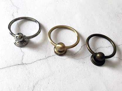 2.8" Dia Large Drop Ring Drawer Pull - Antique Bronze/Gold/Polished Chrome