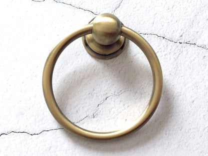 2.8" Dia Large Drop Ring Drawer Pull - Antique Bronze/Gold/Polished Chrome