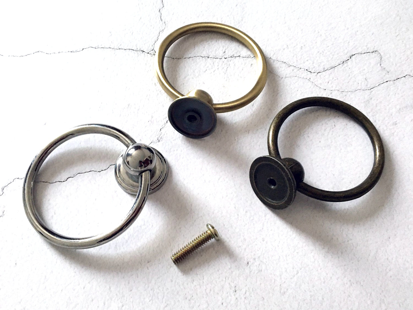 2.8" Dia Large Drop Ring Drawer Pull - Antique Bronze/Gold/Polished Chrome