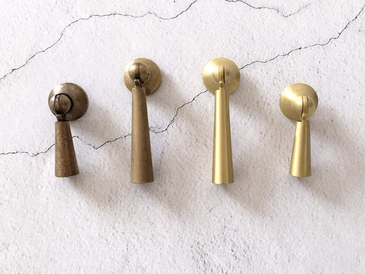Tapered Pendant Cupboard Door Pull - Antique Bronze/Brass