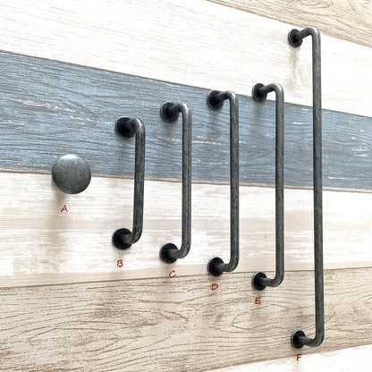 Antique Pewter Cabinet Pulls, D-shaped Drawer Handles, Rustic Kitchen Hardware