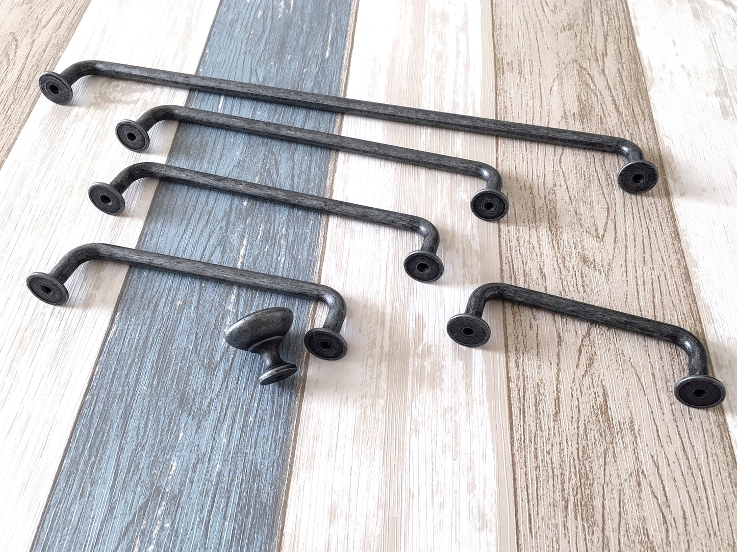 Antique Pewter Cabinet Pulls, D-shaped Drawer Handles, Rustic Kitchen Hardware