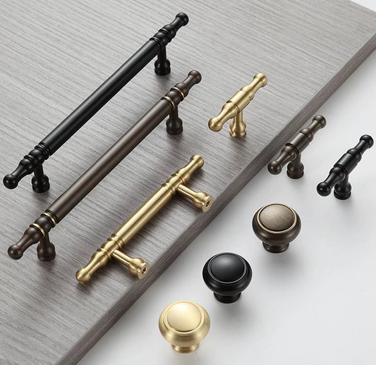 Solid Brass Cabinet Bar Pulls, Brushed Gold Brass, Matte Black, Coffee Bronze