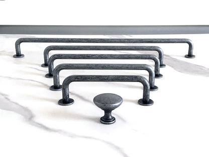 Pewter Cabinet Pull Handles, Wardrobe Door Pulls Slim Simple, Rustic Kitchen Hardware
