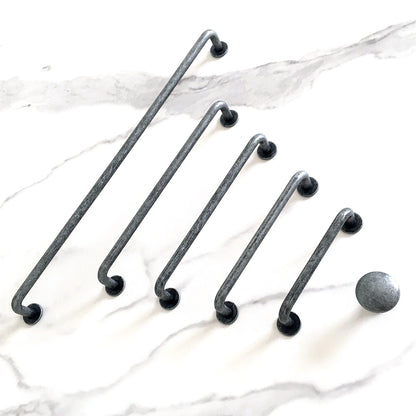 Pewter Cabinet Pull Handles, Wardrobe Door Pulls Slim Simple, Rustic Kitchen Hardware