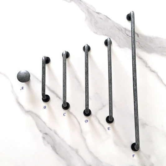 Pewter Cabinet Pull Handles, Wardrobe Door Pulls Slim Simple, Rustic Kitchen Hardware