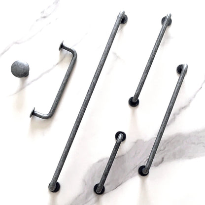 Pewter Cabinet Pull Handles, Wardrobe Door Pulls Slim Simple, Rustic Kitchen Hardware