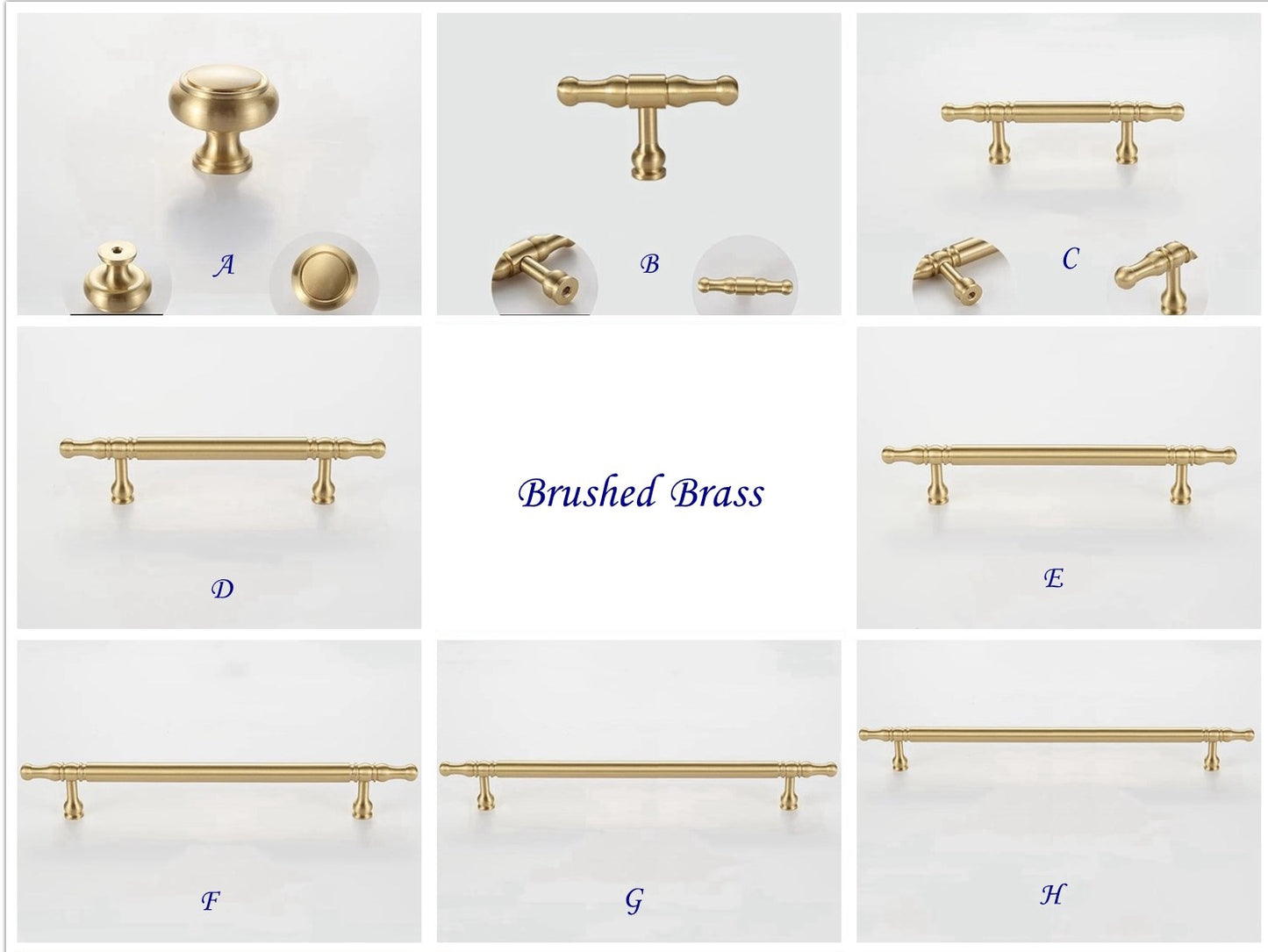 Solid Brass Cabinet Bar Pulls, Brushed Gold Brass, Matte Black, Coffee Bronze