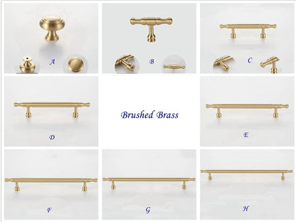 Solid Brass Cabinet Bar Pulls, Brushed Gold Brass, Matte Black, Coffee Bronze