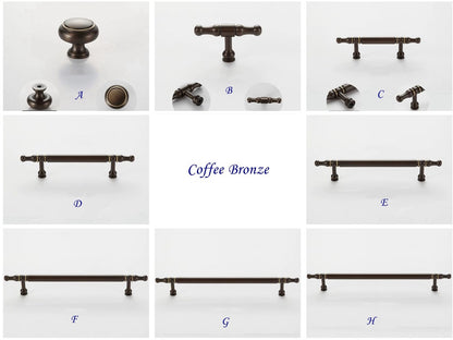 Solid Brass Cabinet Bar Pulls, Brushed Gold Brass, Matte Black, Coffee Bronze