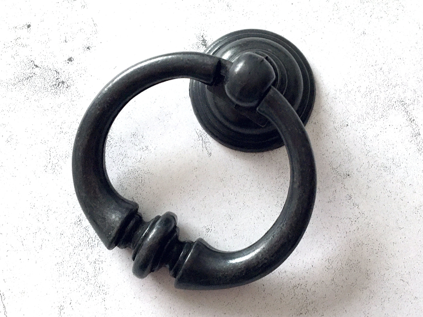 4.5" Swing Bail Drawer Handle & Drop Ring Pull - Antique Black