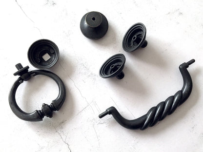 4.5" Swing Bail Drawer Handle & Drop Ring Pull - Antique Black