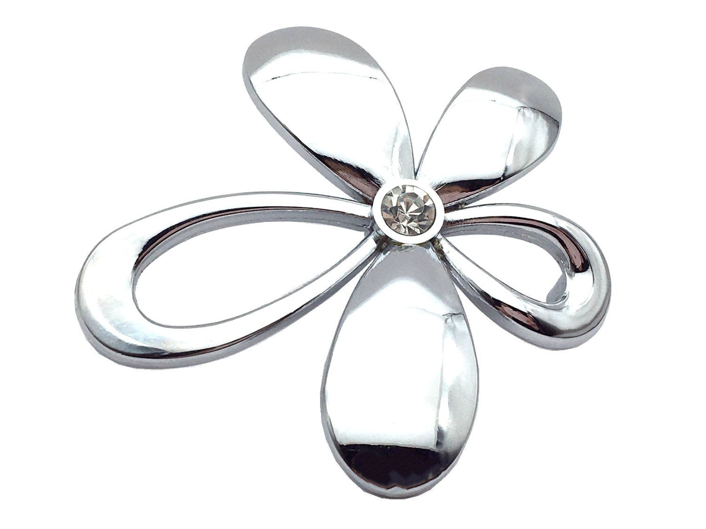 2.5" Centers Floral Drawer Pull with Rhinestone, 64 mm Holes, Polished Chrome