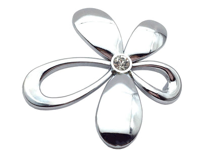 2.5" Centers Floral Drawer Pull with Rhinestone, 64 mm Holes, Polished Chrome