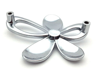 2.5" Centers Floral Drawer Pull with Rhinestone, 64 mm Holes, Polished Chrome
